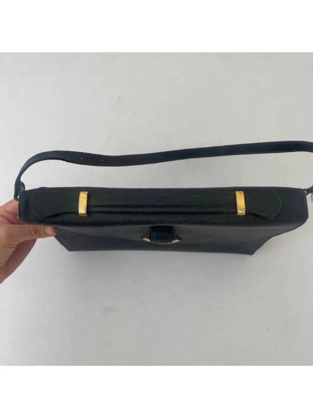 Vintage Courreges Paris Mini Briefcase Purse Shoulder Bag Black